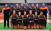 26 January 2020; The Pyrobel Killester team prior to the Hula Hoops Paudie O’Connor National Cup Final between Singleton SuperValu Brunell and Pyrobel Killester at the National Basketball Arena in Tallaght, Dublin. Photo by Brendan Moran/Sportsfile