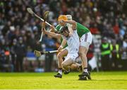 26 January 2020; Seán Linnane of Galway in action against Niall Mitchell of Westmeath during the Allianz Hurling League Division 1 Group A Round 1 match between Galway and Westmeath at Pearse Stadium in Galway. Photo by Daire Brennan/Sportsfile