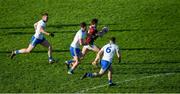 26 January 2020; Shane Walsh of Galway in action against Monaghan players, left to right, Kieran Duffy, Niall Kearns, and Ryan Wylie during the Allianz Football League Division 1 Round 1 match between Galway and Monaghan at Pearse Stadium in Galway. Photo by Daire Brennan/Sportsfile