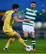 26 January 2020; Danny Lafferty of Shamrock Rovers in action against Sam Bone of Waterford United during the Pre-Season Friendly match between Waterford and Shamrock Rovers at RSC in Waterford. Photo by David Fitzgerald/Sportsfile