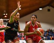 26 January 2020; Treyanna Clay of Singleton Supervalu Brunell in action against Leah Rutherford of Pyrobel Killester during the Hula Hoops Paudie O’Connor National Cup Final between Singleton SuperValu Brunell and Pyrobel Killester at the National Basketball Arena in Tallaght, Dublin. Photo by Brendan Moran/Sportsfile