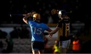26 January 2020; Eamon Dillon of Dublin and Kilkenny full back Huw Lawlor use their hurls to shade their eyes during the second half of the Allianz Hurling League Division 1 Group B Round 1 match between Kilkenny and Dublin at UPMC Nowlan Park in Kilkenny. Photo by Ray McManus/Sportsfile