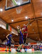 25 January 2020; Jason Killeen of Griffith College Templeogue in action against Mark Reynolds of DBS Eanna during the Hula Hoops Pat Duffy National Cup Final between DBS Éanna and Griffith College Templeogue at the National Basketball Arena in Tallaght, Dublin. Photo by Brendan Moran/Sportsfile
