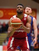 25 January 2020; Darren Townes of Griffith College Templeogue during the Hula Hoops Pat Duffy National Cup Final between DBS Éanna and Griffith College Templeogue at the National Basketball Arena in Tallaght, Dublin. Photo by Brendan Moran/Sportsfile