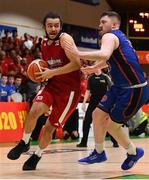 25 January 2020; Neil Randolph of Griffith College Templeogue in action against Neil Lynch of DBS Eanna during the Hula Hoops Pat Duffy National Cup Final between DBS Éanna and Griffith College Templeogue at the National Basketball Arena in Tallaght, Dublin. Photo by Brendan Moran/Sportsfile