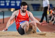 26 January 2020; Conall Mahon of Tir Chonaill AC, Donegal, competes in the Men's Triple Jump event during the AAI National Indoor League Round 2 at AIT Indoor Arena in Athlone, Westmeath. Photo by Ben McShane/Sportsfile