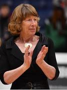 26 January 2020; Former President of Basketball Ireland Mary Baneham after the Hula Hoops Paudie O’Connor National Cup Final between Singleton SuperValu Brunell and Pyrobel Killester at the National Basketball Arena in Tallaght, Dublin. Photo by Brendan Moran/Sportsfile