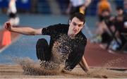 26 January 2020; Augustyn Ichorzusk of Clonliffe Harriers AC, Dublin, competes in the Men's Triple Jump event during the AAI National Indoor League Round 2 at AIT Indoor Arena in Athlone, Westmeath. Photo by Ben McShane/Sportsfile