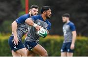 28 January 2020; Bundee Aki, right, and Robbie Henshaw during Ireland Rugby squad training at The Campus in Quinta da Lago, Portugal. Photo by Brendan Moran/Sportsfile