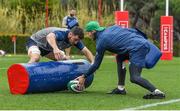 28 January 2020; Will Connors with forwards coach Simon Easterby during Ireland Rugby squad training at The Campus in Quinta da Lago, Portugal. Photo by Brendan Moran/Sportsfile
