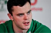 28 January 2020; James Ryan during an Ireland Rugby press conference at The Campus in Quinta da Lago, Portugal. Photo by Brendan Moran/Sportsfile