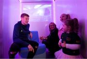 28 January 2020; Irish soccer star James McClean with wife Erin, and children 6 year old Allie, and 2 year old Willow, at the unveiling of Aviva’s new Sensory Hub in Aviva Stadium. Aviva, Ireland’s largest insurer, and proud sponsors of the home of Irish rugby and soccer launched the initiative to make Aviva Stadium a more inclusive space for people with additional sensory needs. The state-of-the-art sensory booth is free for any fan to use during their visit to Aviva Stadium. For more information follow Aviva on Instagram, Twitter, and Facebook or visit www.aviva.ie/sponsorship. Photo by Ramsey Cardy/Sportsfile