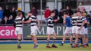 28 January 2020; Patrick O’Farrell and Hugo McPeake of Belvedere College celebrate after the Bank of Ireland Leinster Schools Senior Cup First Round match between Belvedere College and St Mary’s College at Energia Park in Dublin. Photo by Daire Brennan/Sportsfile