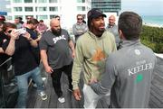 27 January 2020; WBO middleweight champion Demetrius Andrade and challenger Luke Keeler face off on the penthouse deck of the Nautilus by Arlo hotel in Miami Beach, Florida, USA. The two will meet in the main event of the January 30th Matchroom Boxing USA card at The Meridian. Photo by Ed Mulholland/Matchroom Boxing USA via Sportsfile