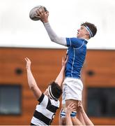 28 January 2020; Louis McGauran of St Mary’s College gets the ball ahead of Jonathan Ross of Belvedere College during the Bank of Ireland Leinster Schools Senior Cup First Round match between Belvedere College and St Mary’s College at Energia Park in Dublin. Photo by Daire Brennan/Sportsfile