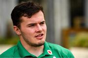 28 January 2020; Jacob Stockdale during an Ireland Rugby press conference at The Campus in Quinta da Lago, Portugal. Photo by Brendan Moran/Sportsfile