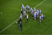 25 January 2020; Dublin players, and some backroom officials, stand during the playing of the National Anthem before the Allianz Football League Division 1 Round 1 match between Dublin and Kerry at Croke Park in Dublin. Photo by Ray McManus/Sportsfile