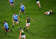 25 January 2020; The Kerry captain David Clifford, under pressure from Dublin players James McCarthy, 5, David Byrne, 3, and Philly McMahon, as he prepares to pass the ball to team-mate Gavin O'Brien during the Allianz Football League Division 1 Round 1 match between Dublin and Kerry at Croke Park in Dublin. Photo by Ray McManus/Sportsfile