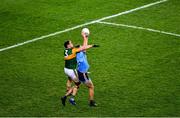 25 January 2020; Ciarán Kilkenny of Dublin catches the ball ahead of Kerry full back Tadhg Morley, in the 67th minute, and ultimately calls for a 'mark' during the Allianz Football League Division 1 Round 1 match between Dublin and Kerry at Croke Park in Dublin. Photo by Ray McManus/Sportsfile