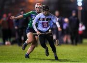 28 January 2020; Chloe Fox of UCD in action against Niamh Donnallan of Athlone IT during the Purcell Cup Camogie Championship Round 2 match between UCD and Athlone IT at UCD Belfield in Dublin. Photo by Matt Browne/Sportsfile