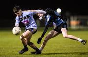 28 January 2020; Padraig Purcell of UCD in action against Conor Walsh of Maynooth during the Freshers A Football Championship Round 2 match between UCD and Maynooth at UCD Belfield in Dublin. Photo by Matt Browne/Sportsfile
