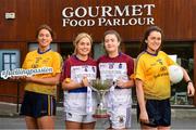 29 January 2020; Gourmet Food Parlour is celebrating the passion of Ladies Footballers to mark the launch of the 2020 GFP Ladies HEC Third Level Championships. In attendance at the launch are, from left, Laura McGinley of DCU and Dublin, Eilish Ronayne of UL and Mayo, Hannah O'Donoghue of UL and Kerry and Muireann Atkinson of DCU and Monaghan. Photo by David Fitzgerald/Sportsfile