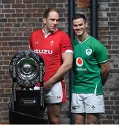 22 January 2020; Captains, from left, Alun Wyn Jones of Wales, and Jonathan Sexton of Ireland during the Guinness Six Nations Rugby Championship Launch 2020 at Tobacco Dock in London, England. Photo by Ramsey Cardy/Sportsfile