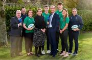 29 January 2020; Presenters Daire O'Brien and Fiona Coghlan with, from left, RTÉ Radio Sport's Michael Corcoran, Ireland U20 head coach Noel McNamara, Ireland players Lindsay, Mark Hernan, Brian Deeny Eimear Considine, and Ireland women's head coach Adam Griggs in attendance during the launch of RTÉ's Six Nations Coverage at the RTÉ Television Centre in Dublin. Photo by Matt Browne/Sportsfile