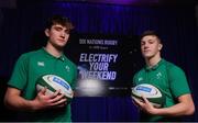 29 January 2020; Ireland U20 players Brian Deeny, left, and Mark Hernan during the launch of RTÉ's Six Nations Coverage at the RTÉ Television Centre in Dublin. Photo by Matt Browne/Sportsfile