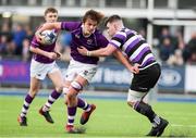 29 January 2020; Tom Mulcair of Clongowes Wood College is tackled by Matthew McGetrick-Stafford of Terenure College during the Bank of Ireland Leinster Schools Senior Cup First Round match between Terenure College and Clongowes Wood College at Energia Park in Donnybrook, Dublin. Photo by Matt Browne/Sportsfile