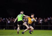 29 January 2020; Mícheál Bannigan of DCU Dóchas Éireann in action against Adam Steed of IT Carlow during the Sigerson Cup Final match between DCU Dóchas Éireann and IT Carlow at Dublin City University Sportsgrounds in Glasnevin, Dublin. Photo by Seb Daly/Sportsfile