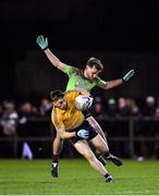 29 January 2020; Mícheál Bannigan of DCU Dóchas Éireann in action against Sean Ryan of IT Carlow during the Sigerson Cup Final match between DCU Dóchas Éireann and IT Carlow at Dublin City University Sportsgrounds in Glasnevin, Dublin. Photo by Seb Daly/Sportsfile