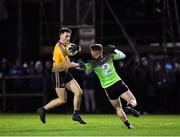 29 January 2020; Brian Stack of DCU Dóchas Éireann in action against Josh Moore of IT Carlow during the Sigerson Cup Final match between DCU Dóchas Éireann and IT Carlow at Dublin City University Sportsgrounds in Glasnevin, Dublin. Photo by Seb Daly/Sportsfile