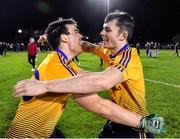 29 January 2020; Nathan Gavigan, left, and Daniel Corcoran of DCU Dóchas Éireann congratulate each other following their side's victory of the Sigerson Cup Final match between DCU Dóchas Éireann and IT Carlow at Dublin City University Sportsgrounds in Glasnevin, Dublin. Photo by Seb Daly/Sportsfile