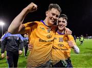 29 January 2020; Mark Curran, left, and Stephen Smith of DCU Dóchas Éireann celebrate following their side's victory of the Sigerson Cup Final match between DCU Dóchas Éireann and IT Carlow at Dublin City University Sportsgrounds in Glasnevin, Dublin. Photo by Seb Daly/Sportsfile