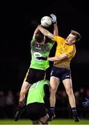 29 January 2020; Trevor Collins of IT Carlow in action against Seán Bugler of DCU Dóchas Éireann during the Sigerson Cup Final match between DCU Dóchas Éireann and IT Carlow at Dublin City University Sportsgrounds in Glasnevin, Dublin. Photo by Seb Daly/Sportsfile