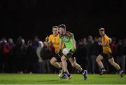 29 January 2020; Niall Hughes of IT Carlow in action against Paddy Small of DCU Dóchas Éireann during the Sigerson Cup Final match between DCU Dóchas Éireann and IT Carlow at Dublin City University Sportsgrounds in Glasnevin, Dublin. Photo by Seb Daly/Sportsfile