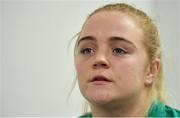 30 January 2020; Cliodhna Moloney during an Ireland Women's Rugby press conference at the IRFU High Performance Centre in Abbotstown, Dublin. Photo by Brendan Moran/Sportsfile