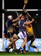 30 January 2020; Eddie Meaney of WIT is fouled by Paddy Smyth of DCU Dóchas Éireann resulting in a penalty during the Fitzgibbon Cup Quarter-Final match between DCU Dóchas Éireann and WIT at Dublin City University Sportsgrounds, Glasnevin, Dublin. Photo by Brendan Moran/Sportsfile