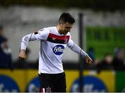 30 January 2020; Jordan Flores of Dundalk celebrates after scoring his side's first goal during the Jim Malone Cup match between Dundalk and Drogheda United at Oriel Park in Dundalk, Co Louth. Photo by Harry Murphy/Sportsfile