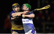 30 January 2020; Máirtín de Paor of WIT in action against James Bergin of DCU Dóchas Éireann during the Fitzgibbon Cup Quarter-Final match between DCU Dóchas Éireann and WIT at Dublin City University Sportsgrounds, Glasnevin, Dublin. Photo by Brendan Moran/Sportsfile