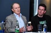 30 January 2020; Former Republic of Ireland manager Brian Kerr, left, speaking during the launch of a Football Manifesto entitled 'A Way Forward for Politics to Help Irish Football' at Raheny United Football Club in Dublin. Photo by Sam Barnes/Sportsfile