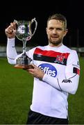 30 January 2020; Dane Massey of Dundalk with the Jim Malone Cup following the Jim Malone Cup match between Dundalk and Drogheda United at Oriel Park in Dundalk, Co Louth. Photo by Harry Murphy/Sportsfile