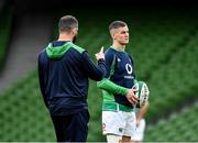 31 January 2020; Jonathan Sexton, right, and head coach Andy Farrell during an Ireland Rugby captain's run at the Aviva Stadium in Dublin. Photo by Seb Daly/Sportsfile