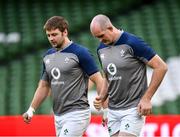 31 January 2020; Devin Toner, right, and Iain Henderson during an Ireland Rugby captain's run at the Aviva Stadium in Dublin. Photo by Seb Daly/Sportsfile