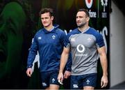 31 January 2020; Dave Kearney, right, and Billy Burns during an Ireland Rugby captain's run at the Aviva Stadium in Dublin. Photo by Seb Daly/Sportsfile