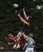 30 January 2020; Steven Walsh of Kings Hospital takes the ball in the lineout against St Gerard’s School during the Bank of Ireland Leinster Schools Senior Cup First Round match between St Gerard’s School and Kings Hospital at Templeville Road in Dublin. Photo by Matt Browne/Sportsfile