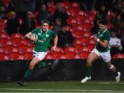31 January 2020; Jack Crowley of Ireland on his way to scoring his side's third try during the U20 Six Nations Rugby Championship match between Ireland and Scotland at Irish Independent Park in Cork. Photo by Harry Murphy/Sportsfile