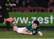 31 January 2020; Andrew Smith of Ireland goes over to score his side's fourth try during the U20 Six Nations Rugby Championship match between Ireland and Scotland at Irish Independent Park in Cork. Photo by Harry Murphy/Sportsfile