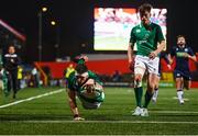 31 January 2020; Thomas Ahern of Ireland goes over to score his side's fifth try during the U20 Six Nations Rugby Championship match between Ireland and Scotland at Irish Independent Park in Cork. Photo by Harry Murphy/Sportsfile